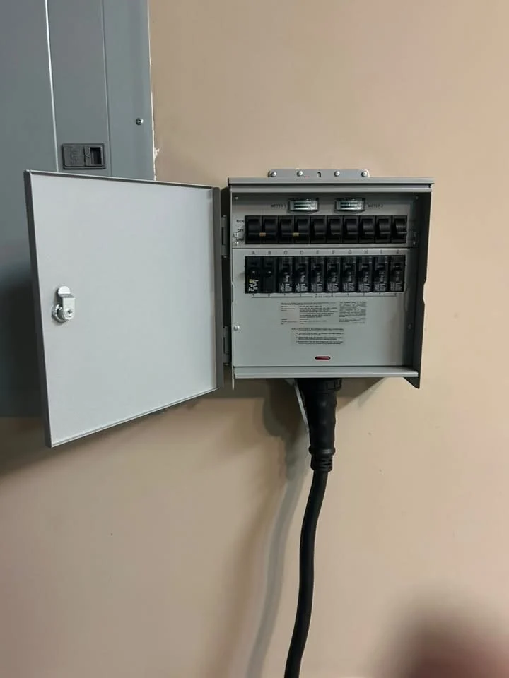 Close view of a breaker panel and its connection equipment